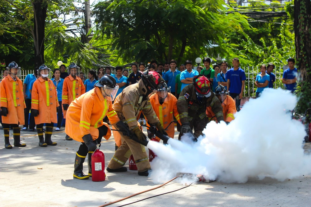 Diploma in Fire & Safety practical fire fighting training students